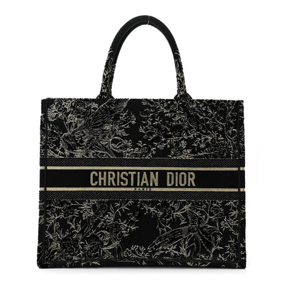Christian Dior Velvet Jardin d'Hiver Embroidered Large Book Tote Black Gold 1 of 10