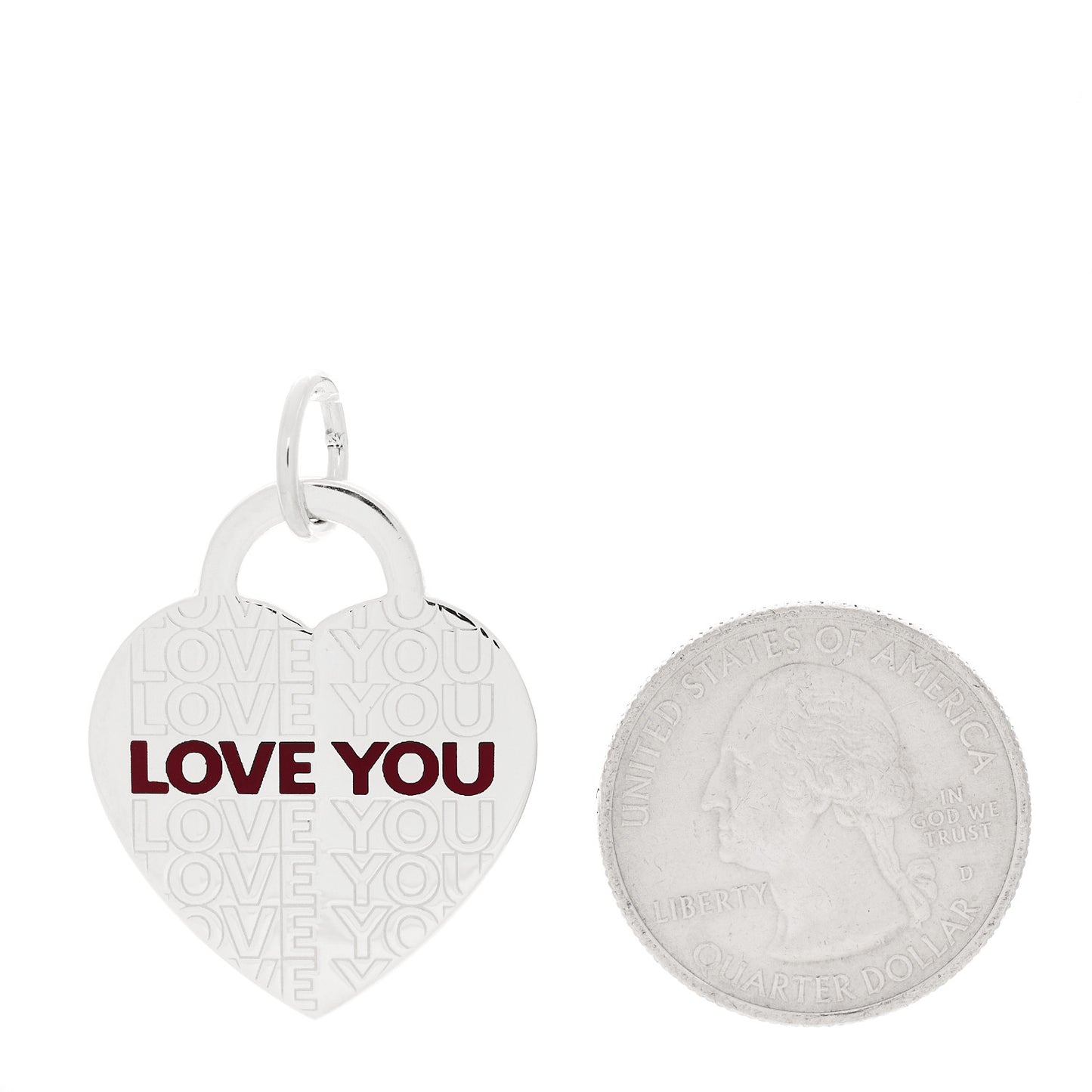 Sterling Silver Enamel LOVE YOU Heart Charm Red
