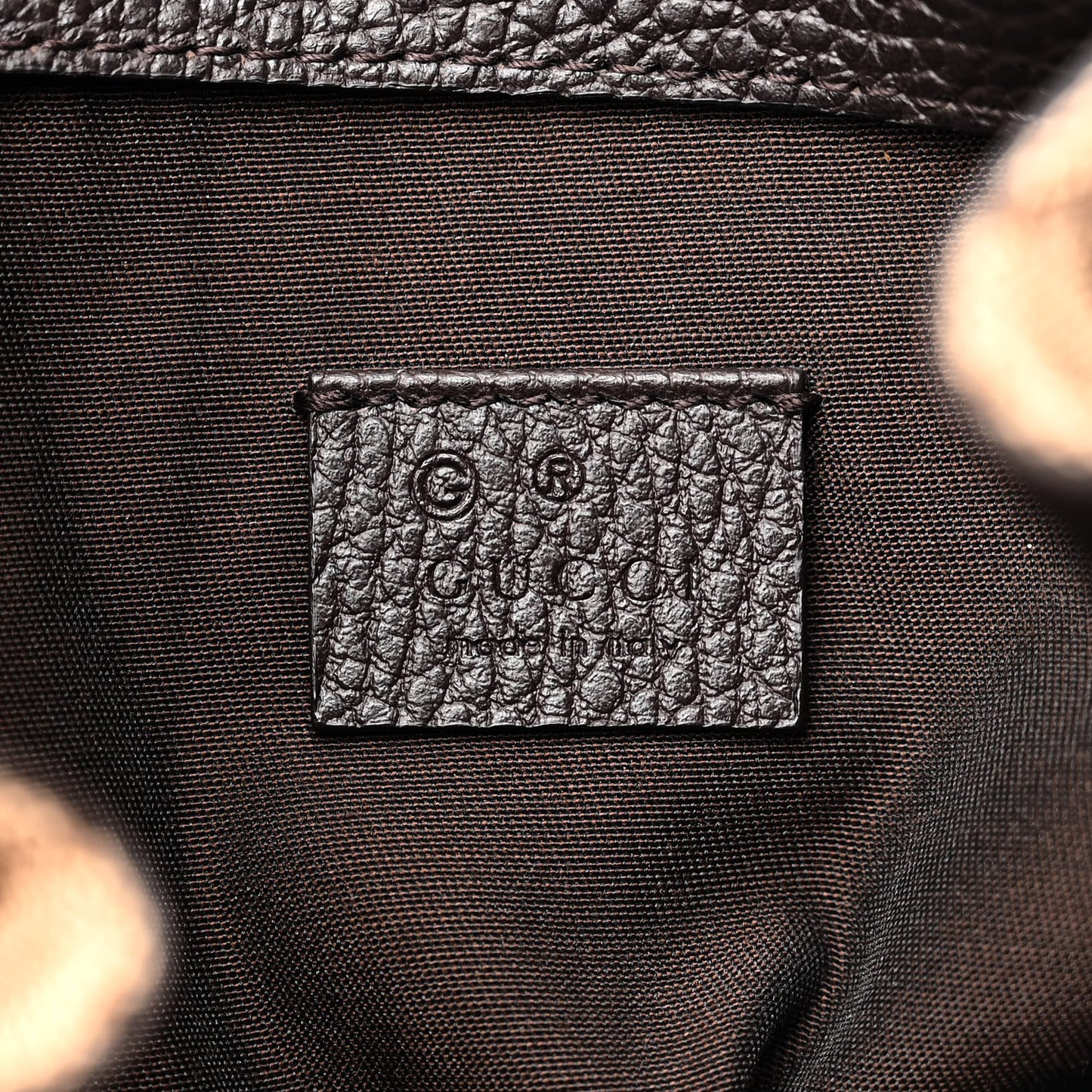 Monogram Dollar Calfskin O Drawstring Backpack Beige Ebony Testa di Moro Dark Chocolate