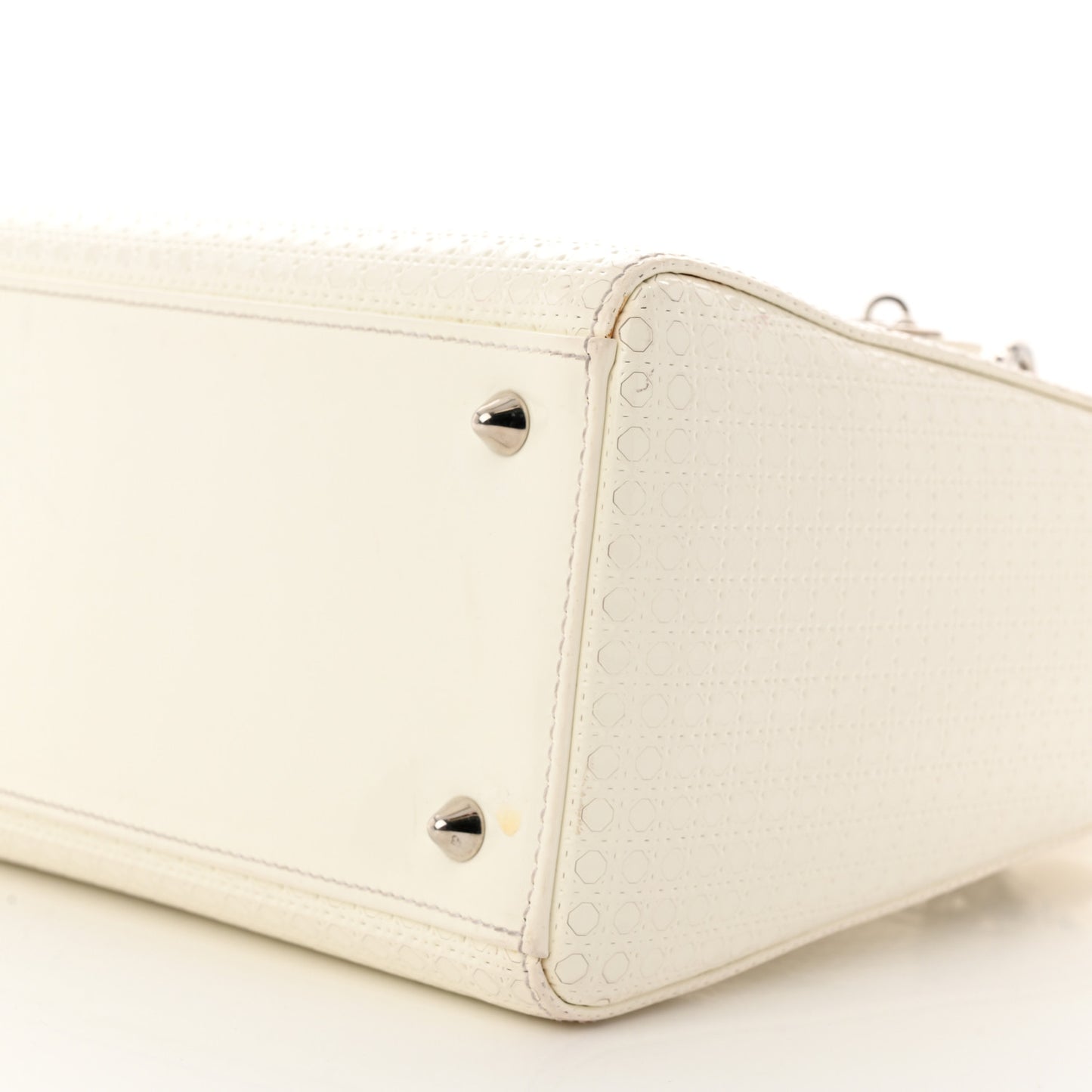 Patent Micro-Cannage Medium Lady Dior White
