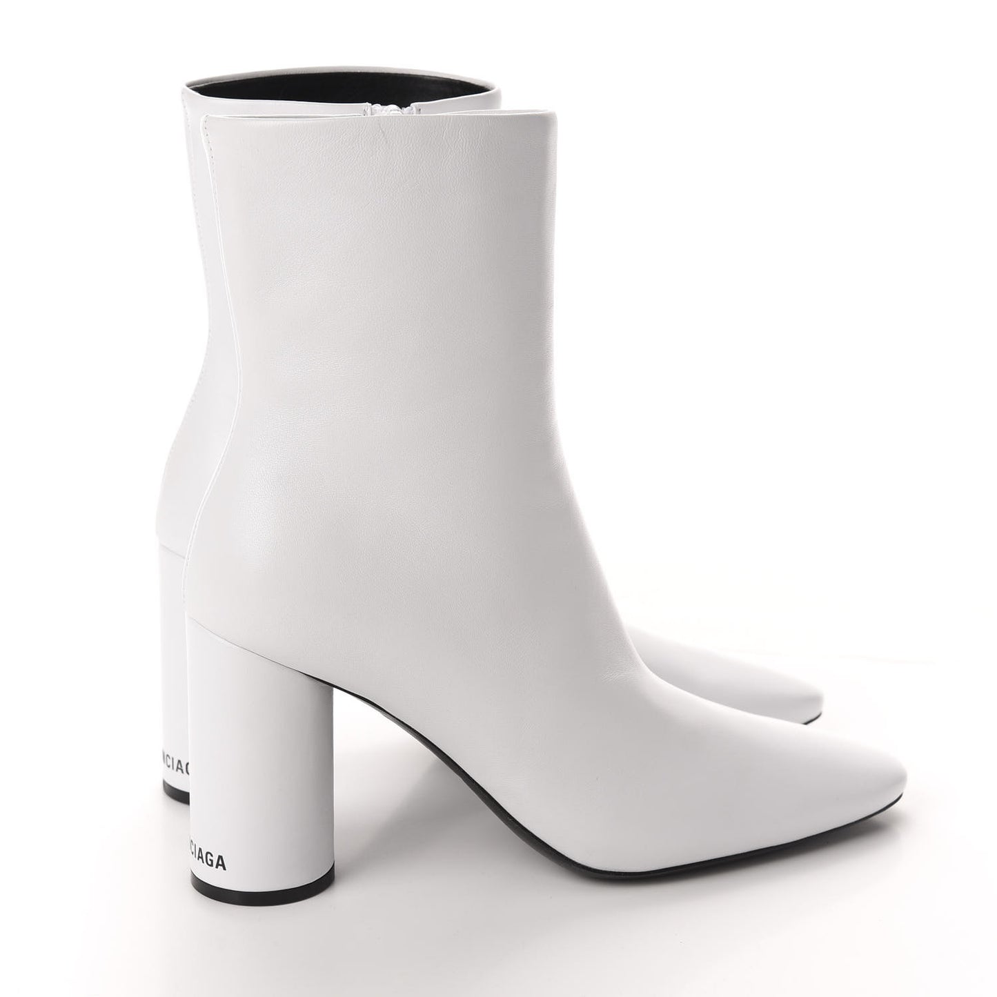 Shiny Sheepskin 20mm Oval Booties 36.5 White Black