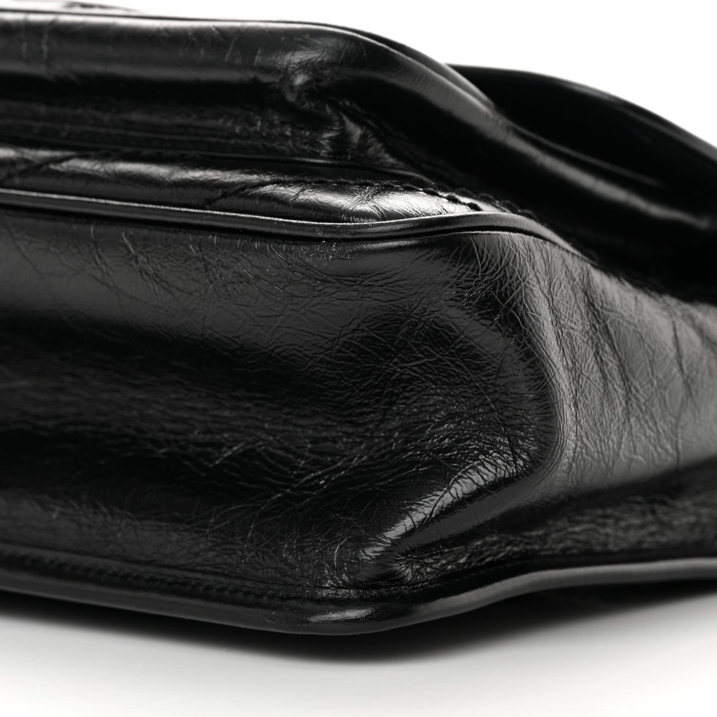 Crinkled Calfskin Matelasse Monogram Medium Niki Chain Satchel Black