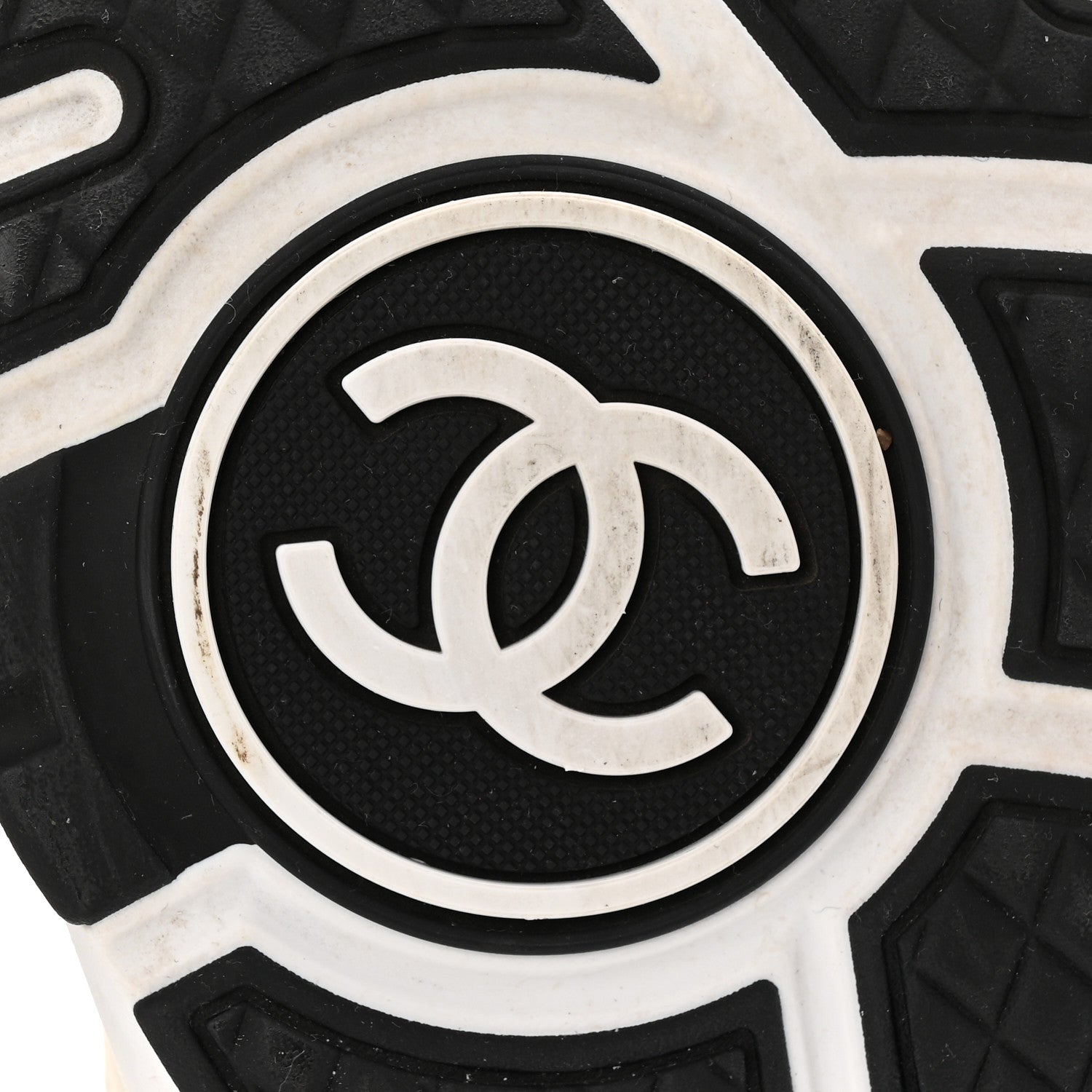 Chanel Mesh Suede Calfskin Grained Calfskin Womens CC Sneakers 37.5 White Black 7 of 11