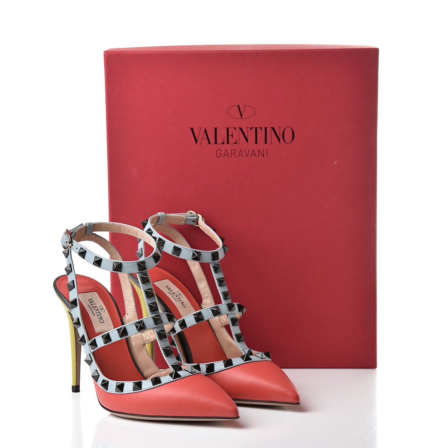 Valentino Garavani Nappa Rockstud Ankle Strap 100mm Pumps 36 Deep Coral Multicolor 11 of 11