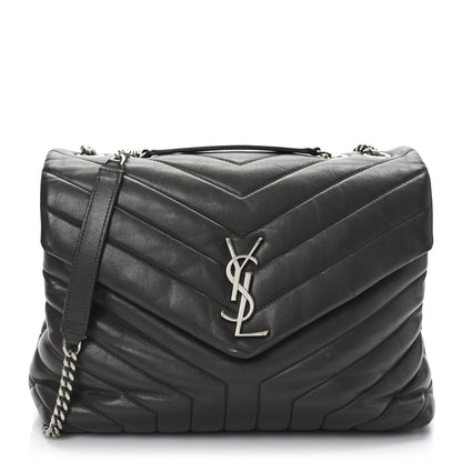 Saint Laurent Calfskin Y Quilted Monogram Medium Loulou Chain Satchel Asphalt 1 of 9