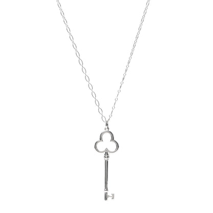 Tiffany Sterling Silver Large Trefoil Key Pendant Necklace 1 of 5