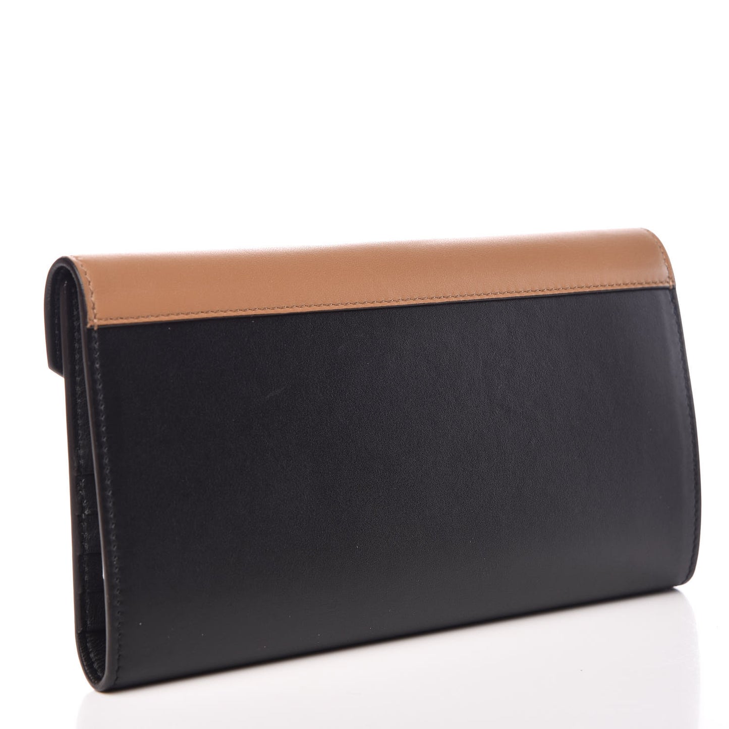 Smooth Calfskin Pocket Tri-Fold Multifunction Envelope Flap Wallet Black Blue Camel