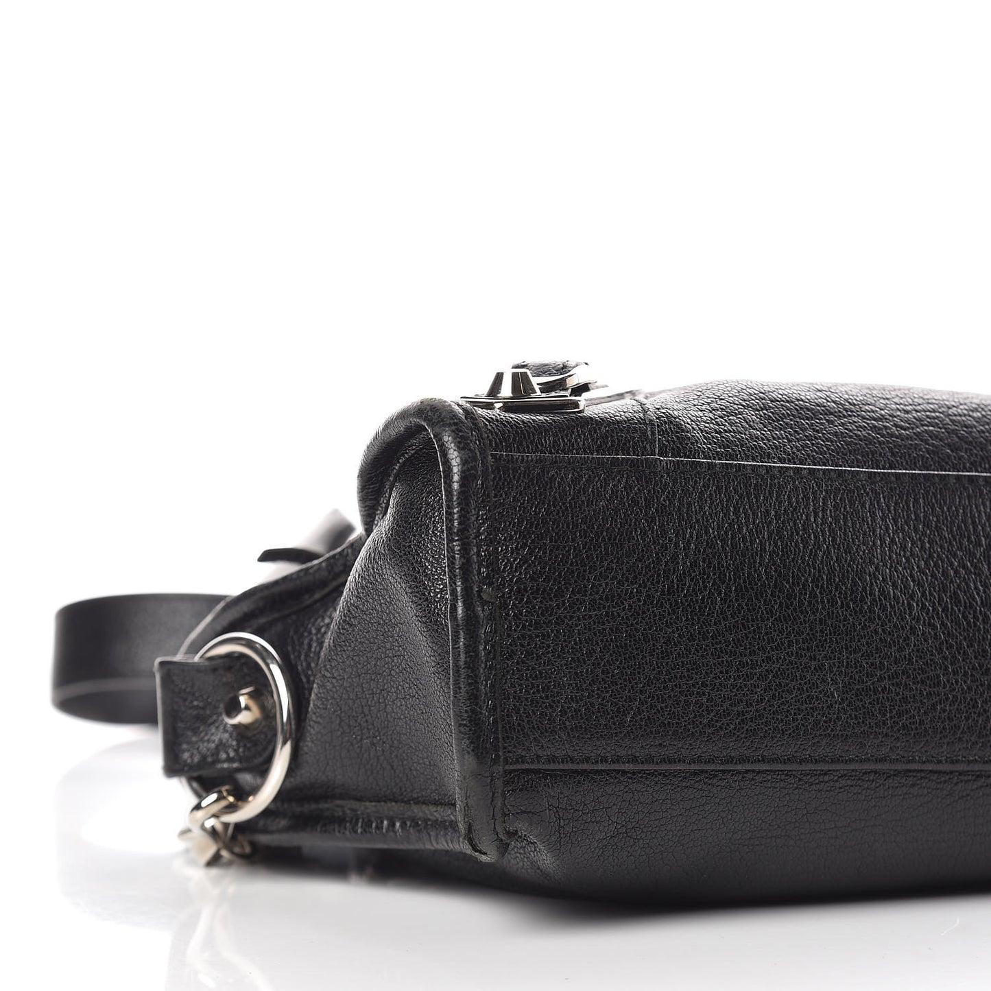 Chevre Silver Metallic Edge Hardware Mini City Black