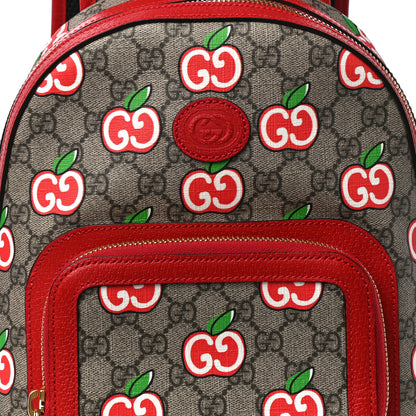 Gucci GG Supreme Monogram Apple Small Retro Interlocking G Day Backpack Beige Multicolor Lobster Red 9 of 11