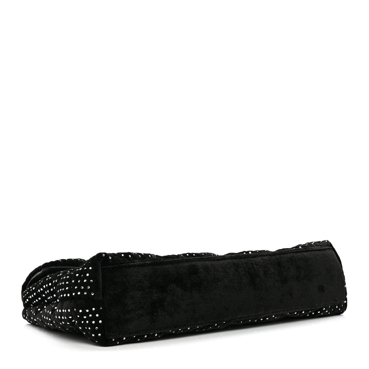 Saint Laurent Velvet Lambskin Quilted Rhinestone Sade Puffer Envelope Clutch Black 4 of 7