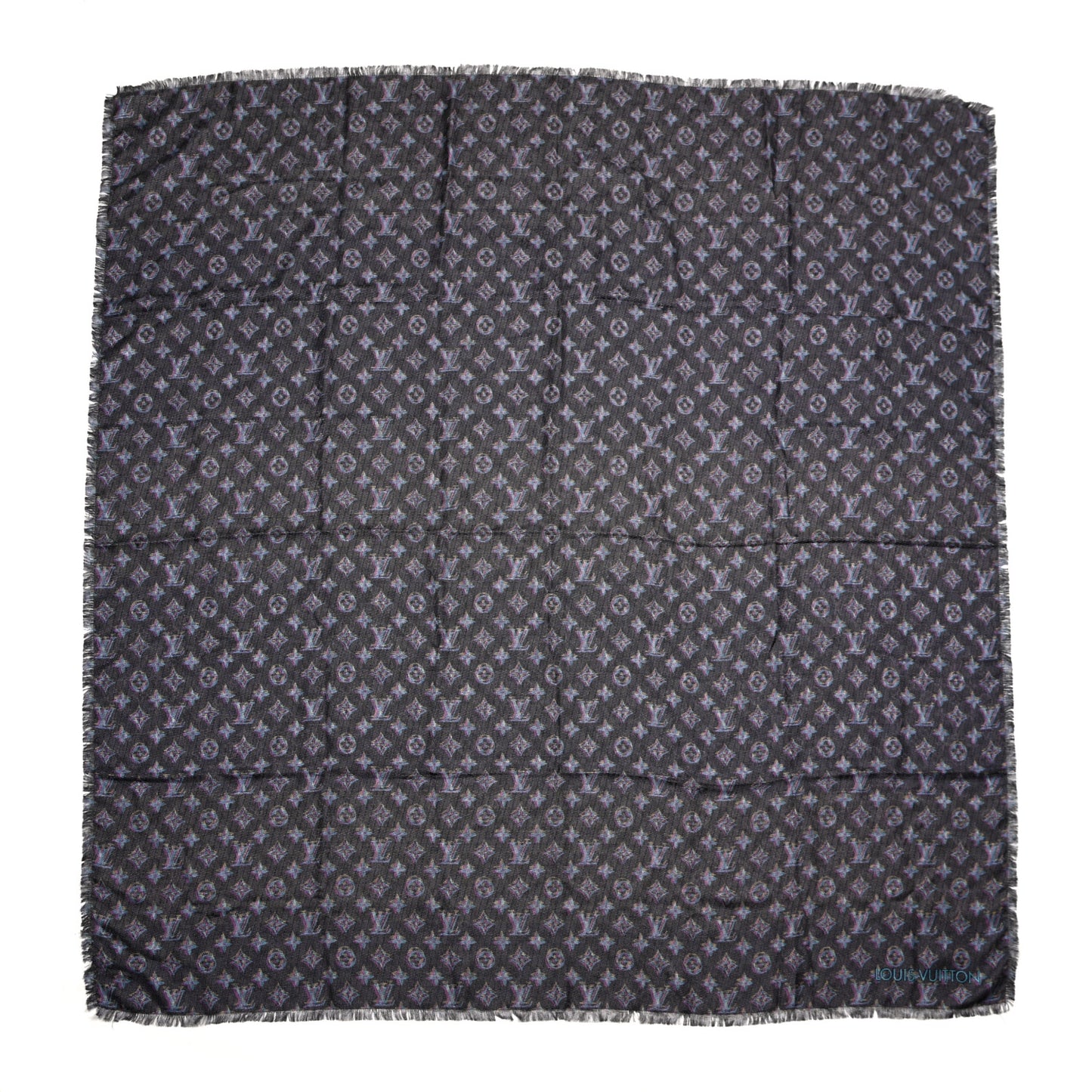 Wool Silk Monogram LV Pop Shawl Blue