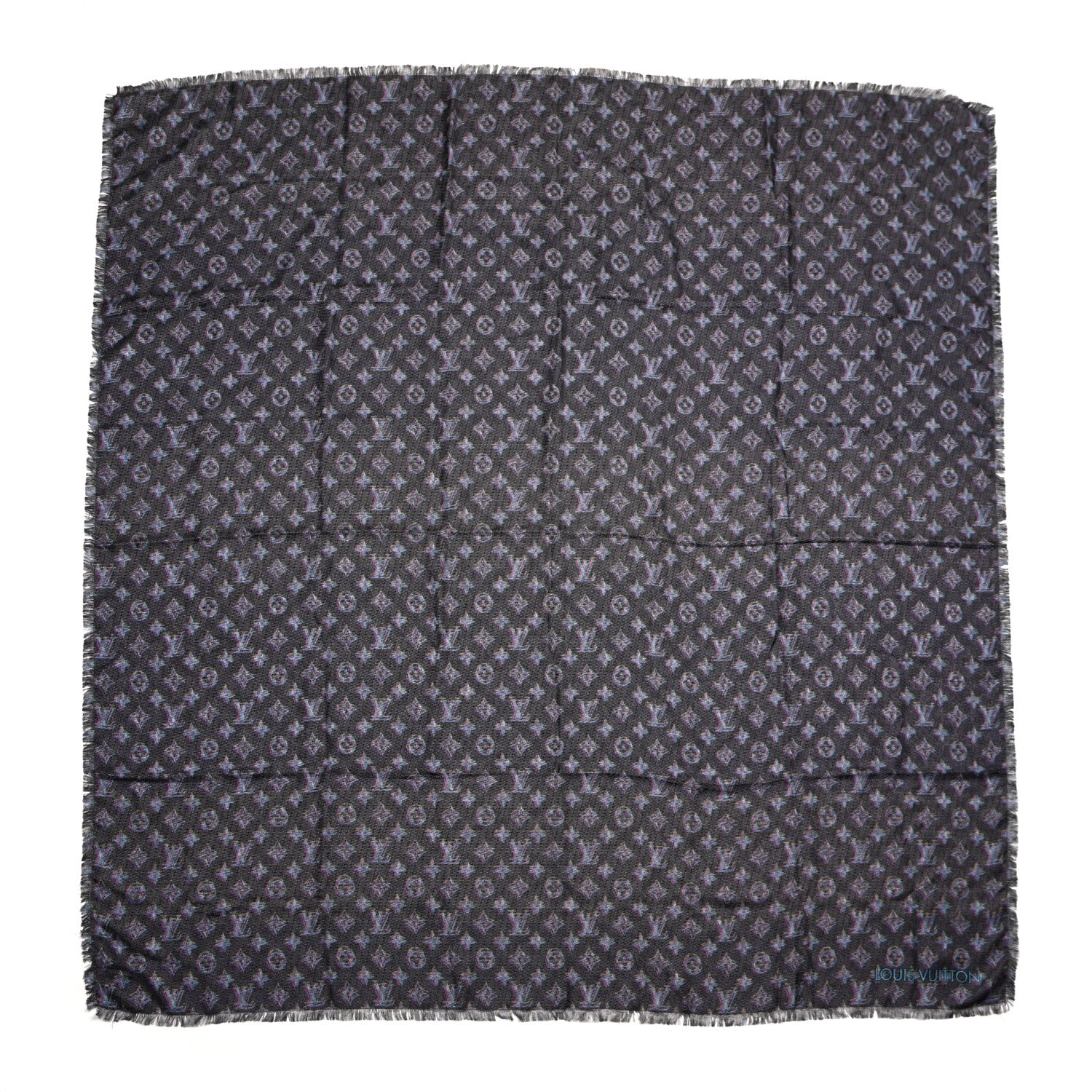 Louis Vuitton Wool Silk Monogram LV Pop Shawl Blue 1 of 5