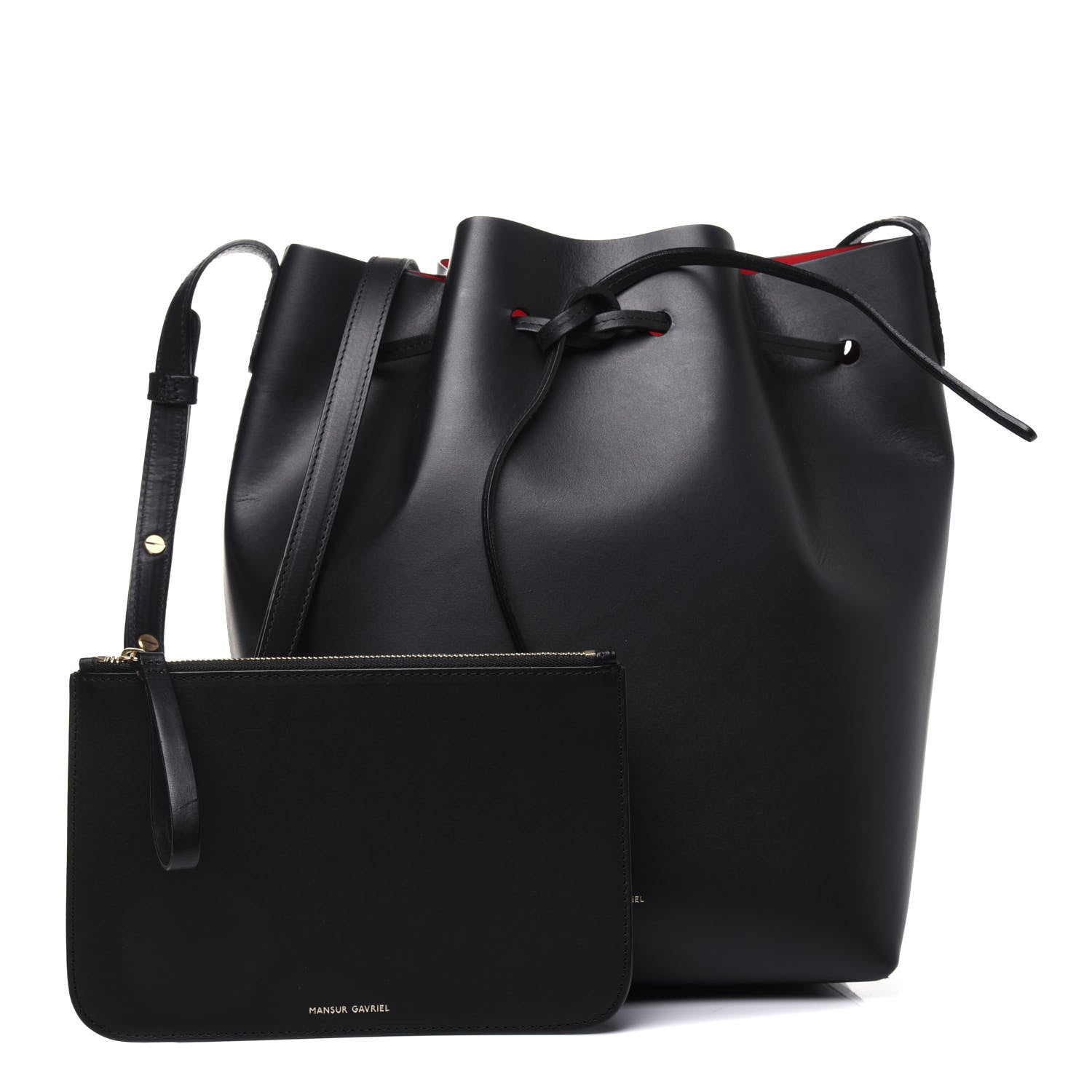 Mansur Gavriel Vegetable Tanned Calfskin Bucket Bag Black Flamma 1 of 11