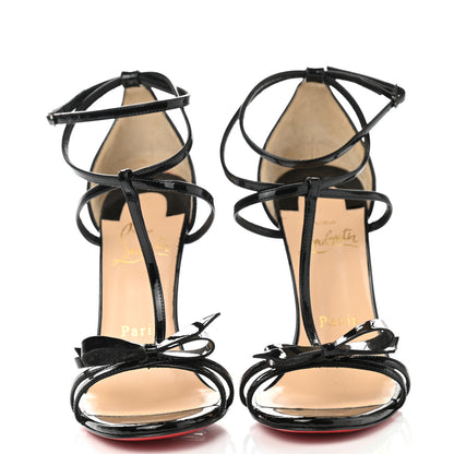 Christian Louboutin Patent Blakissima 100 T-Strap Sandals 36 Black 2 of 7