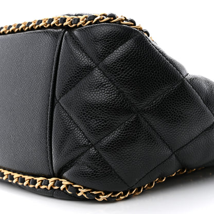 Chanel Caviar Quilted Chain Around Multi Chain Bucket Drawstring Bag Black 10 of 10