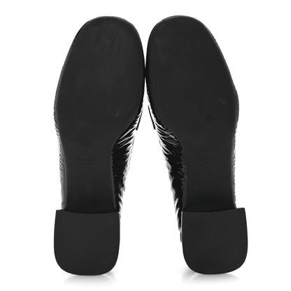 Prada Naplak Metal Triangle Logo 30mm Loafer Pumps 38 Black 6 of 9