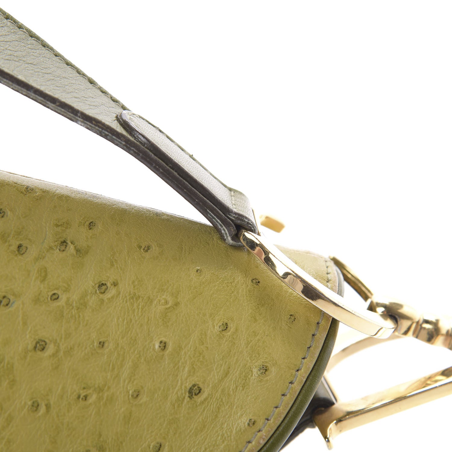 Christian Dior Ostrich Saddle Bag Green 16 of 19
