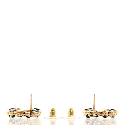 Chanel Lambskin CC Chain Earrings Black Gold 3 of 5
