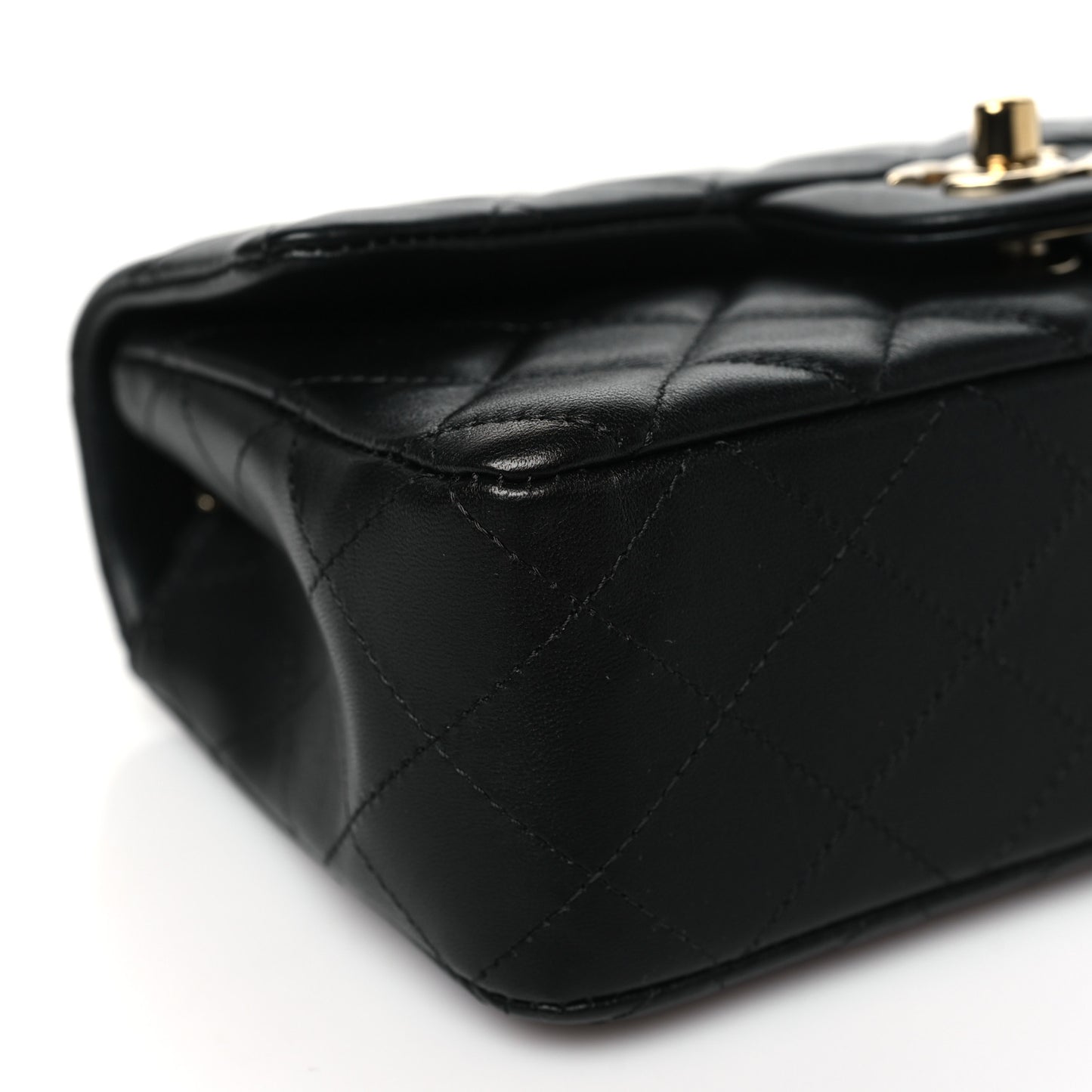 Lambskin Quilted Mini Rectangular Flap Black