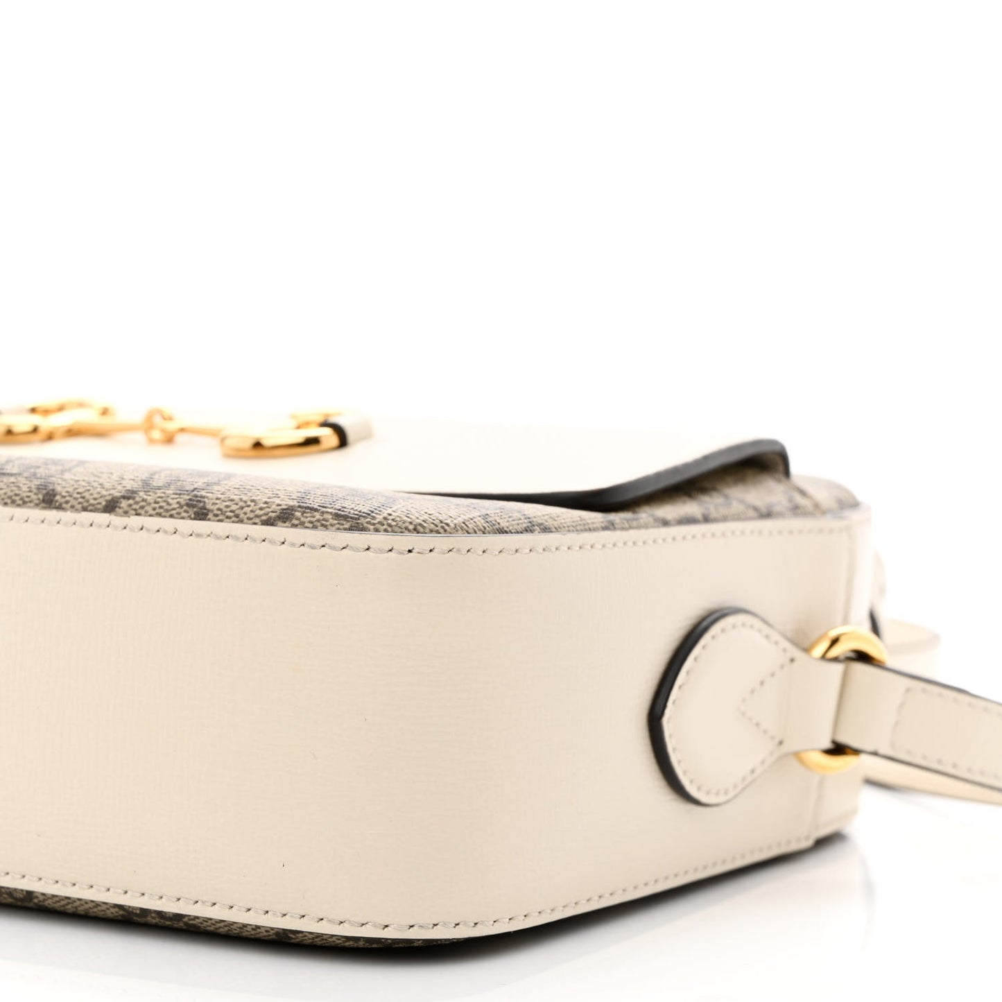 GG Supreme Monogram Small Horsebit 1955 Shoulder Bag Beige Mystic White
