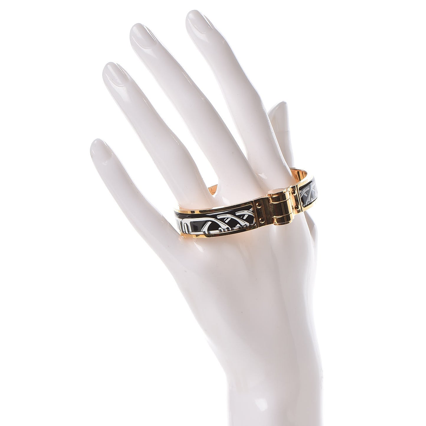 Enamel Printed Narrow Balades Equestres Positif Negatif Hinged Bracelet S Black