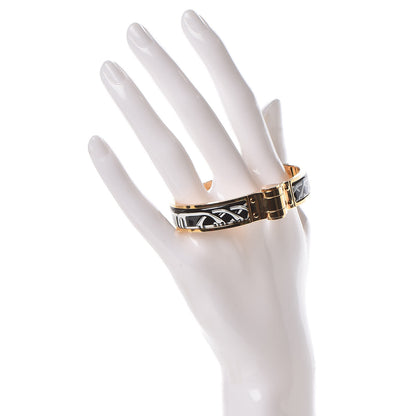 Hermes Enamel Printed Narrow Balades Equestres Positif Negatif Hinged Bracelet S Black 2 of 4