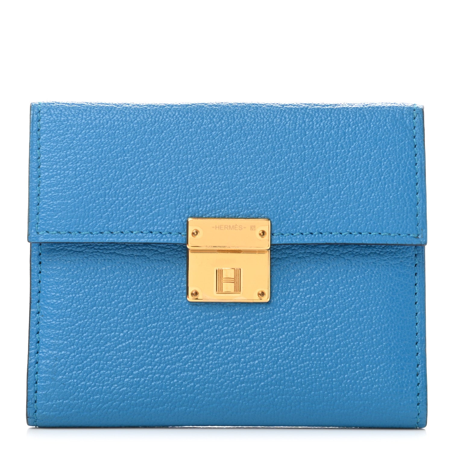 Hermes Chevre Mysore Mini Clic Card Holder Bleu Frida 1 of 7