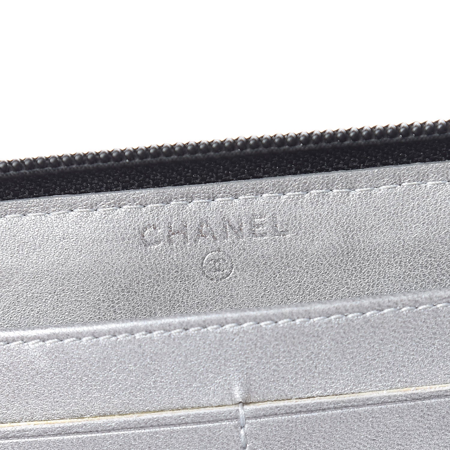 Chanel Lambskin Camellia Embossed Large Zip Around Gusset Wallet Black 7 of 9