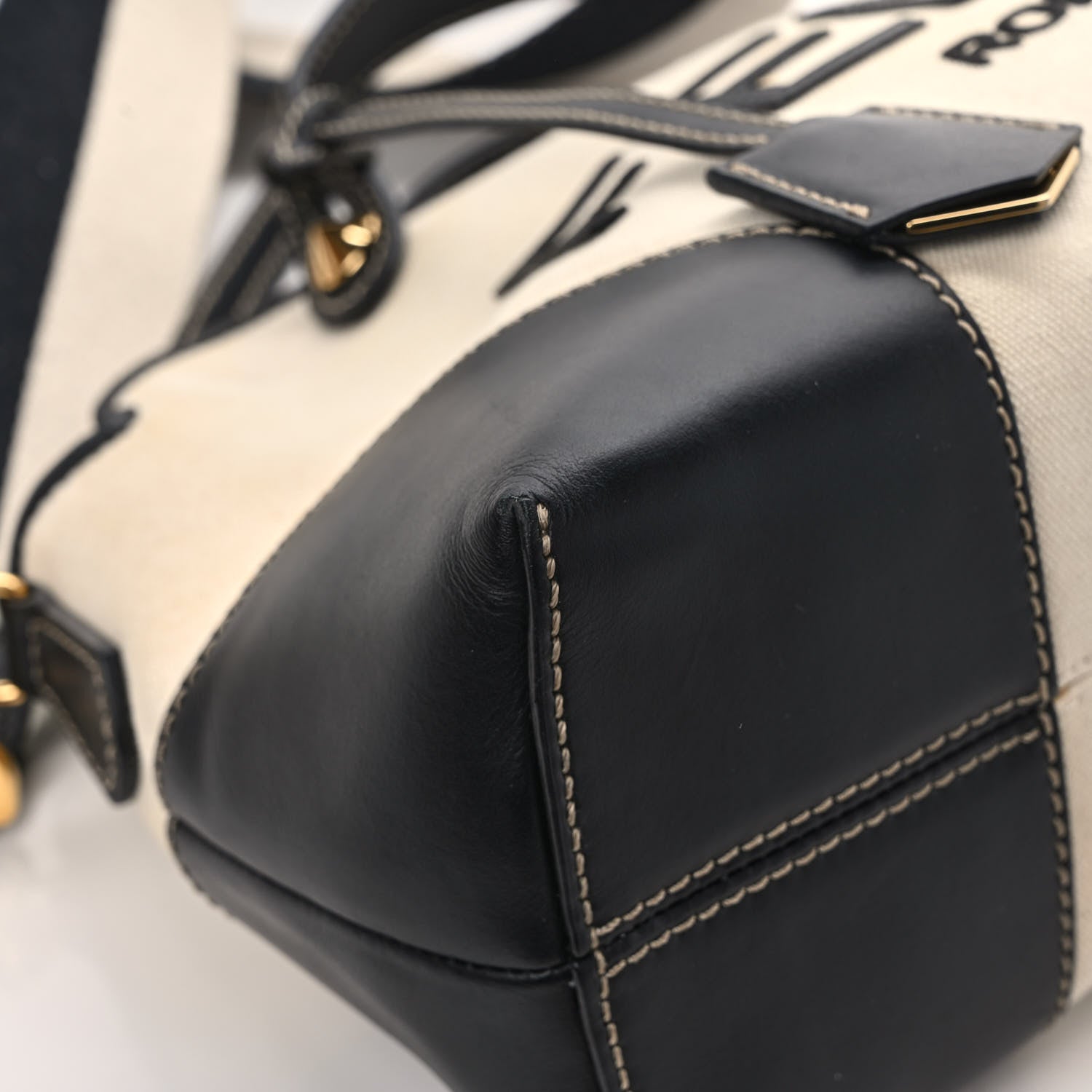 Fendi Canvas Vitello King Logo Embroidered Medium By The Way Boston Bag Grezzo Black 9 of 13