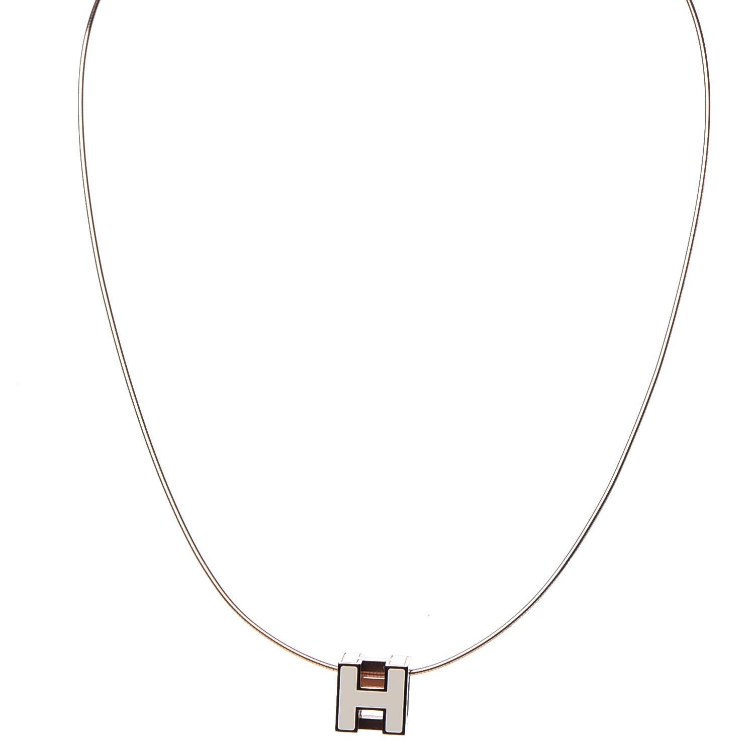 Hermes Rose Gold Lacquered Cage d'H Necklace White 4 of 7