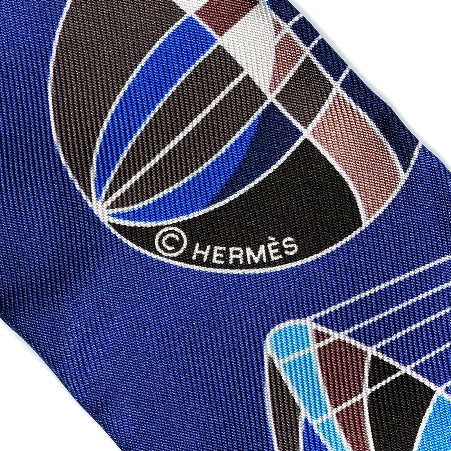 Hermes Silk Les Folies Du Ciel Twilly Marine Marron Glace White 3 of 4