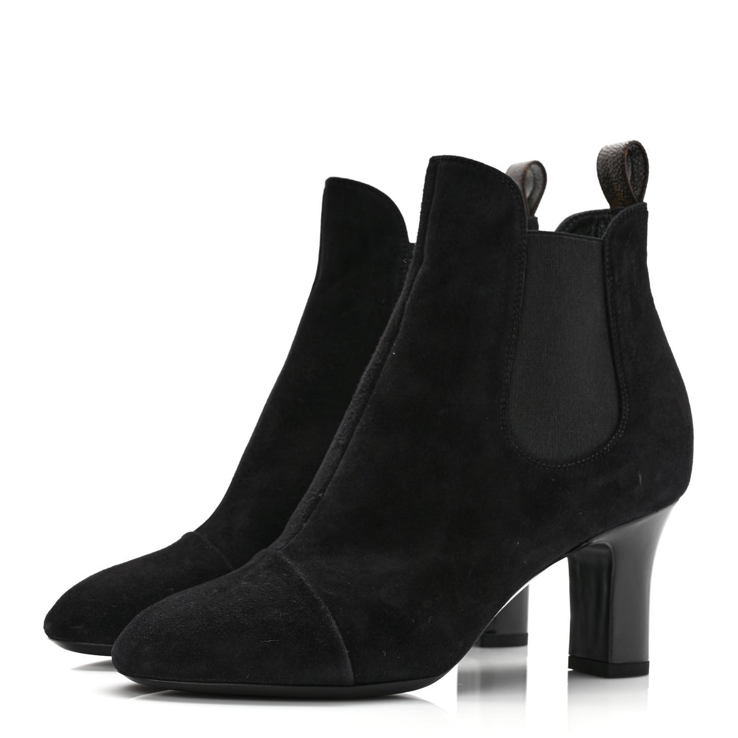 Suede Monogram Uniformes Cap Toe Chelsea 75mm Ankle Boots 36.5 Black