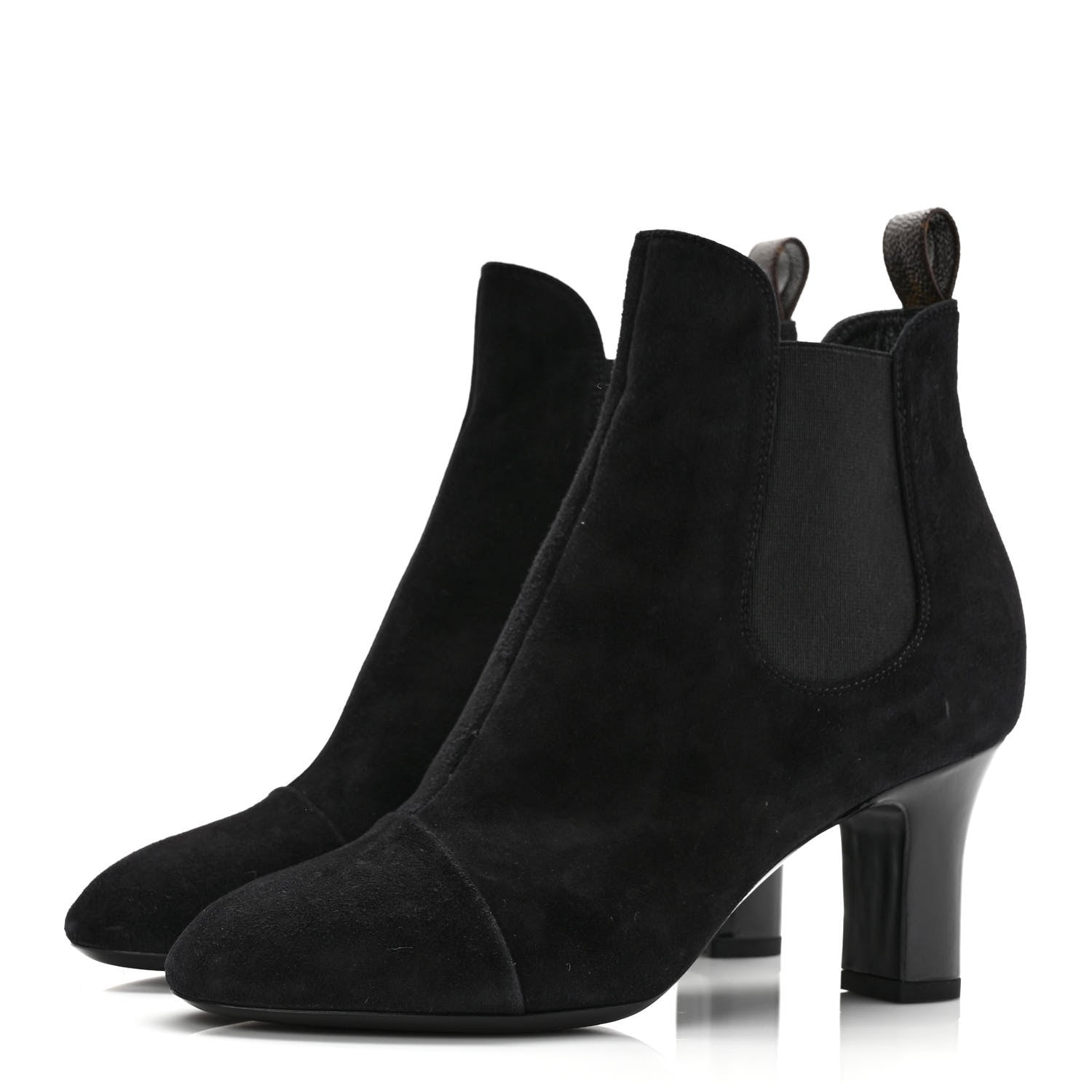 Louis Vuitton Suede Monogram Uniformes Cap Toe Chelsea 75mm Ankle Boots 36.5 Black 3 of 7