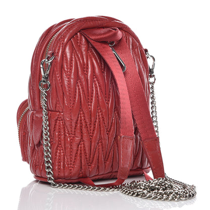 Miu Miu Nappa Matelasse Lux Mini Backpack Rosso 3 of 11