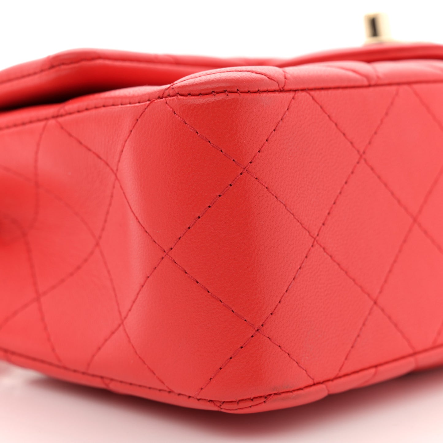 Lambskin Quilted Mini Rectangular Flap Red