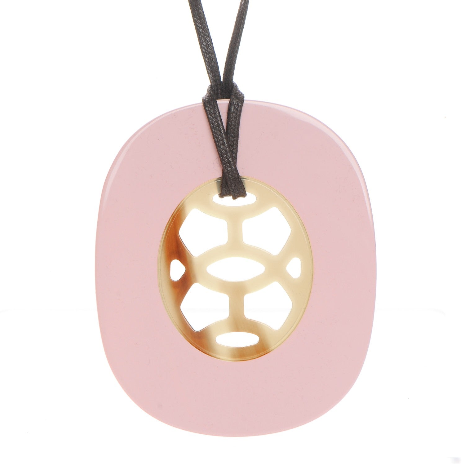 Hermes Buffalo Horn Lacquer Lift Necklace GM Rose Candeur 1 of 7