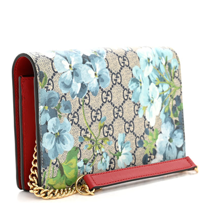Gucci GG Supreme Monogram Blooms Chain Wallet Blue 3 of 12