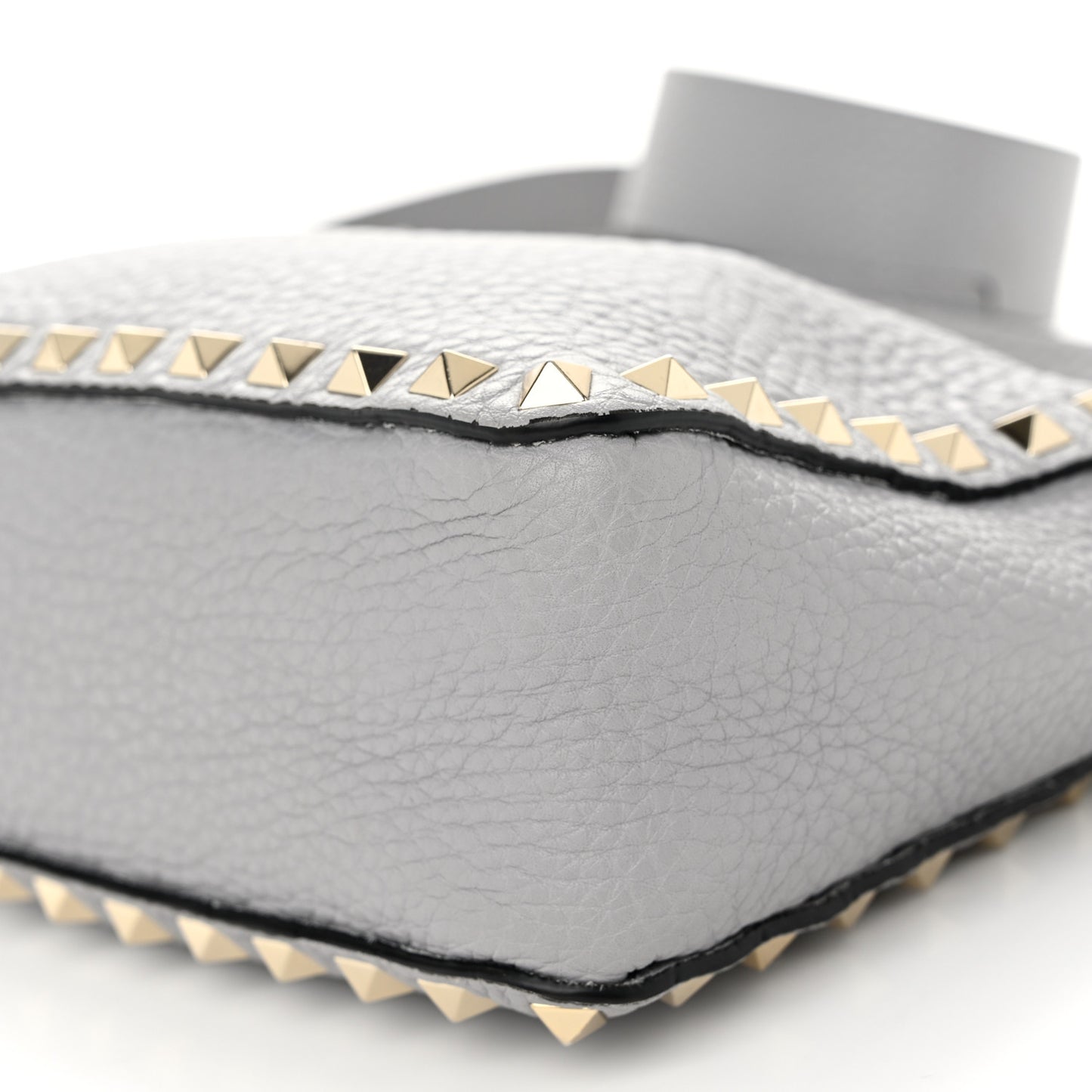 Pebbled Calfskin Mini Rockstud Flip-Lock Messenger Bag Pastel Grey