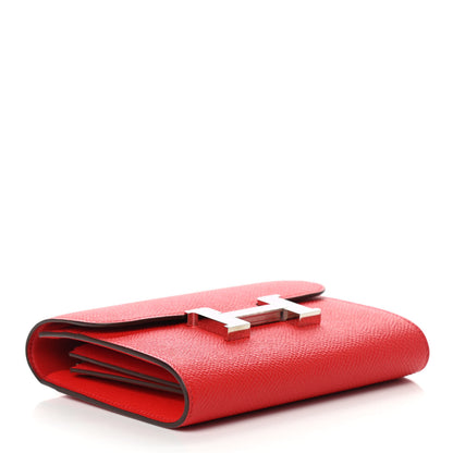 Hermes Epsom Enamel Constance Short Wallet Rouge de Coeur Mauve Sylvestre 4 of 8