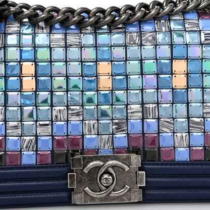 Chanel Lambskin Tile Medium Mosaic Boy Flap Navy Multicolor 8 of 12