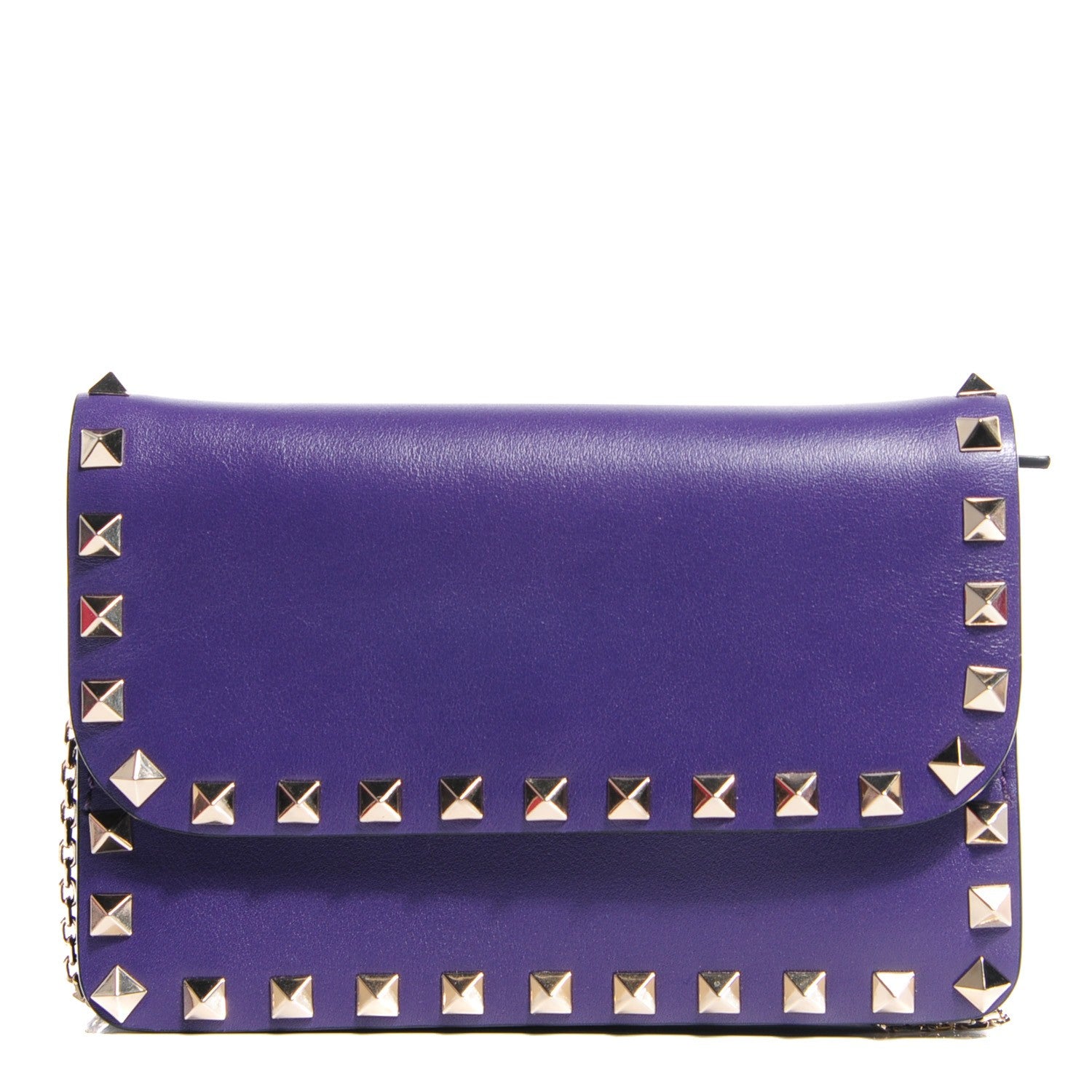 Valentino Garavani Vitello Rockstud Chain Flap Crossbody Bag Purple 1 of 8
