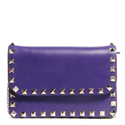 Valentino Garavani Vitello Rockstud Chain Flap Crossbody Bag Purple 1 of 8