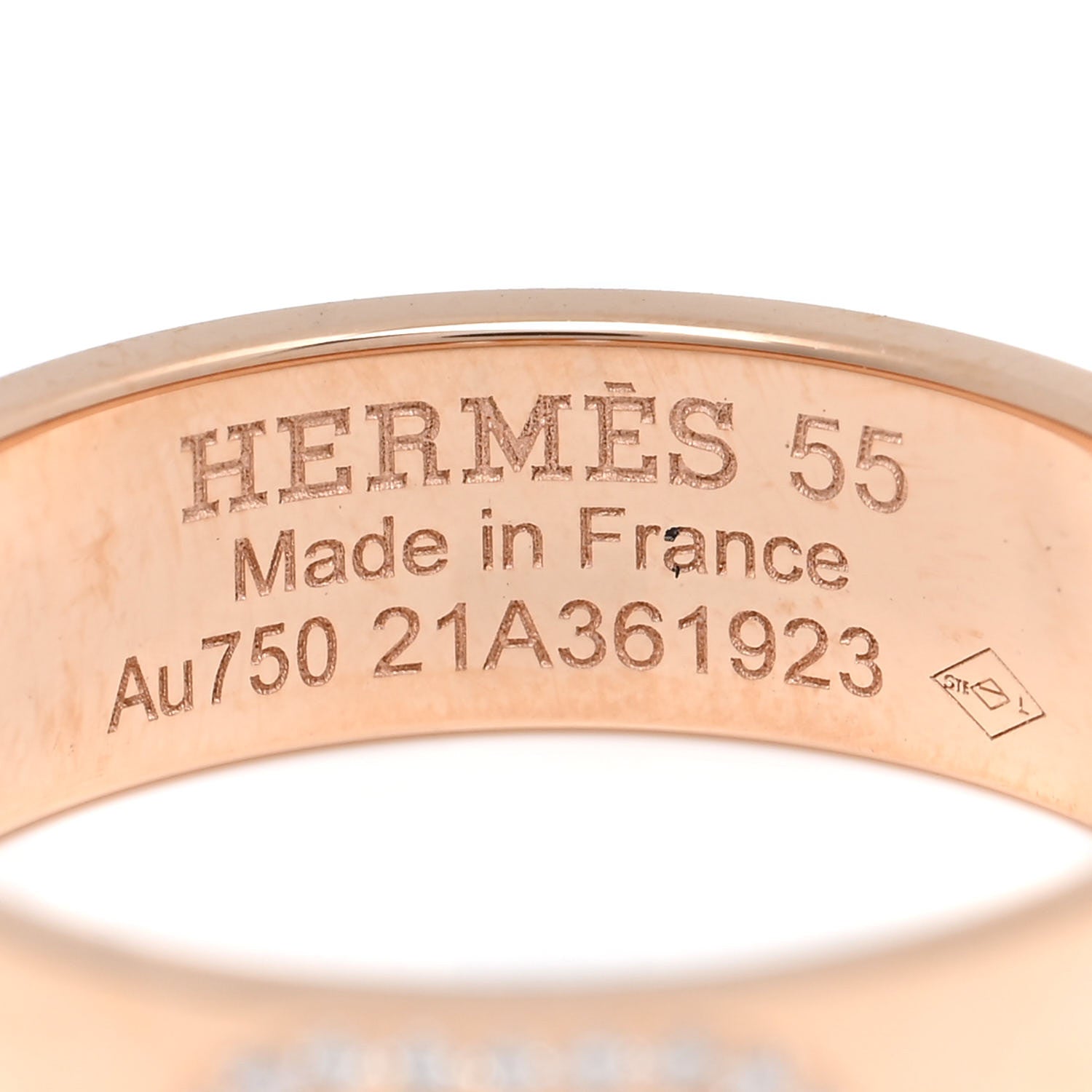 Hermes 18K Rose Gold Diamond PM H D'Ancre Ring 55 7.25 4 of 5