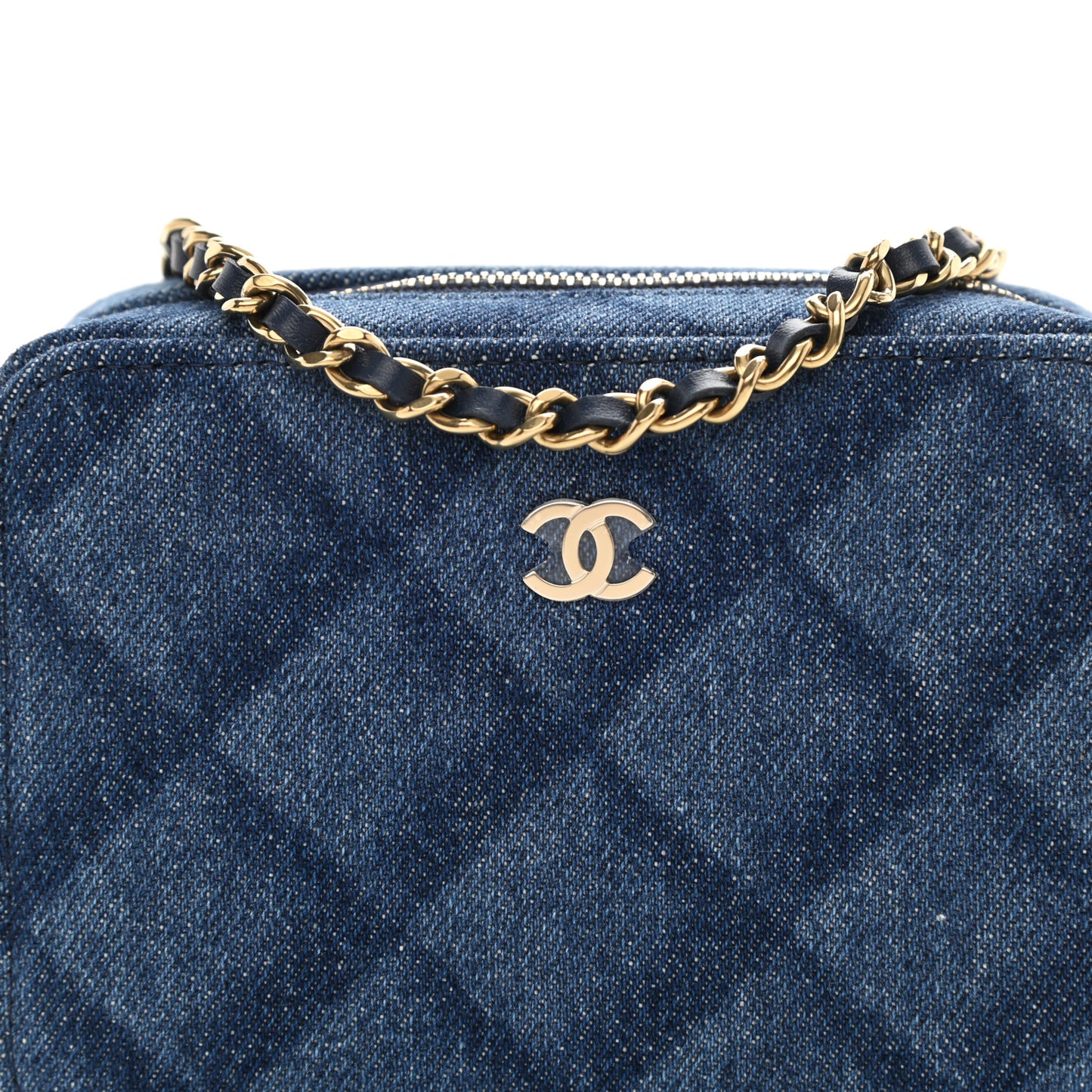 Printed Denim CC Camera Case Blue