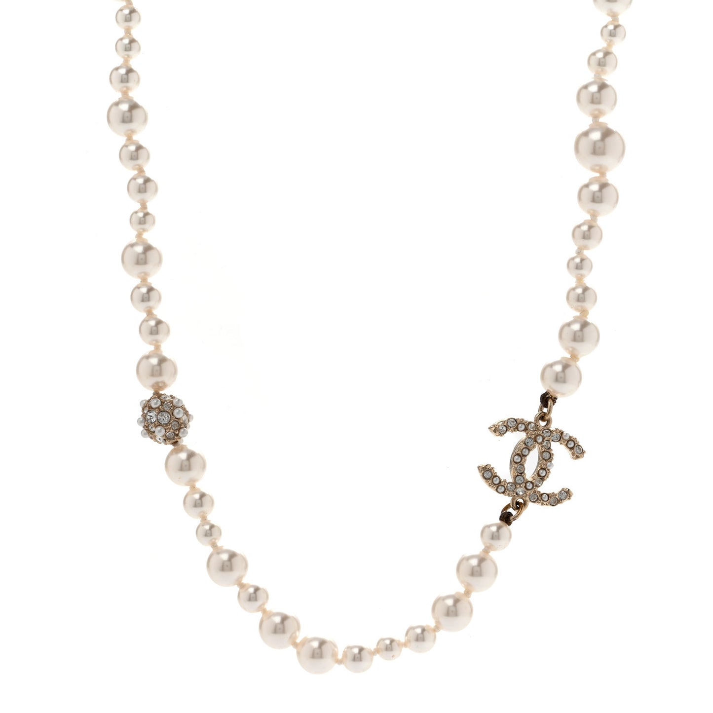 Pearl Crystal CC Short Necklace Gold Gold