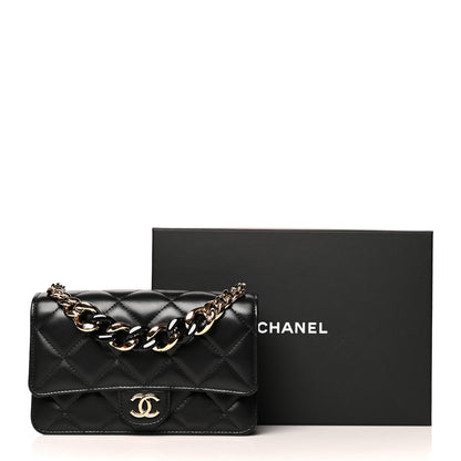 Chanel Lambskin Plexi Quilted Wallet On Chain WOC Black 11 of 11