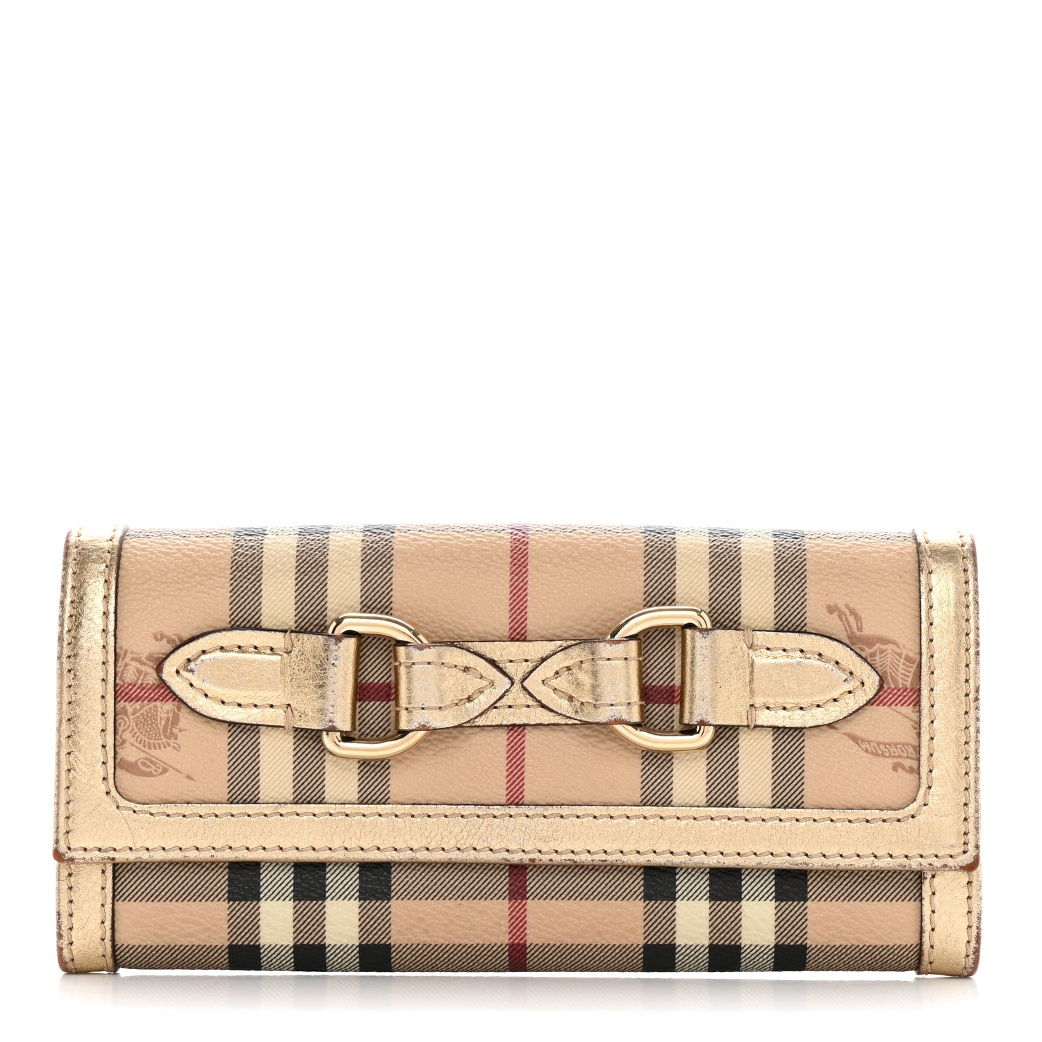 Burberry Haymarket Check Molly Wallet Gold 1 of 13