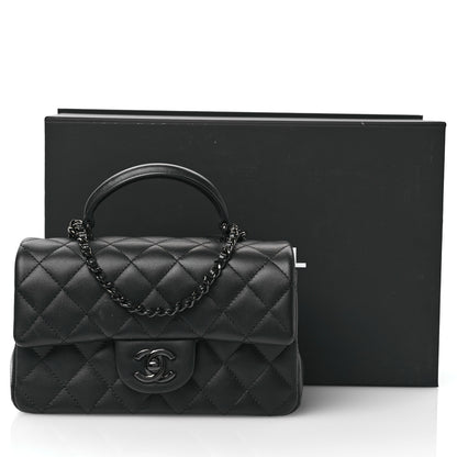Chanel Lambskin Quilted Mini Top Handle Rectangular Flap So Black 11 of 12