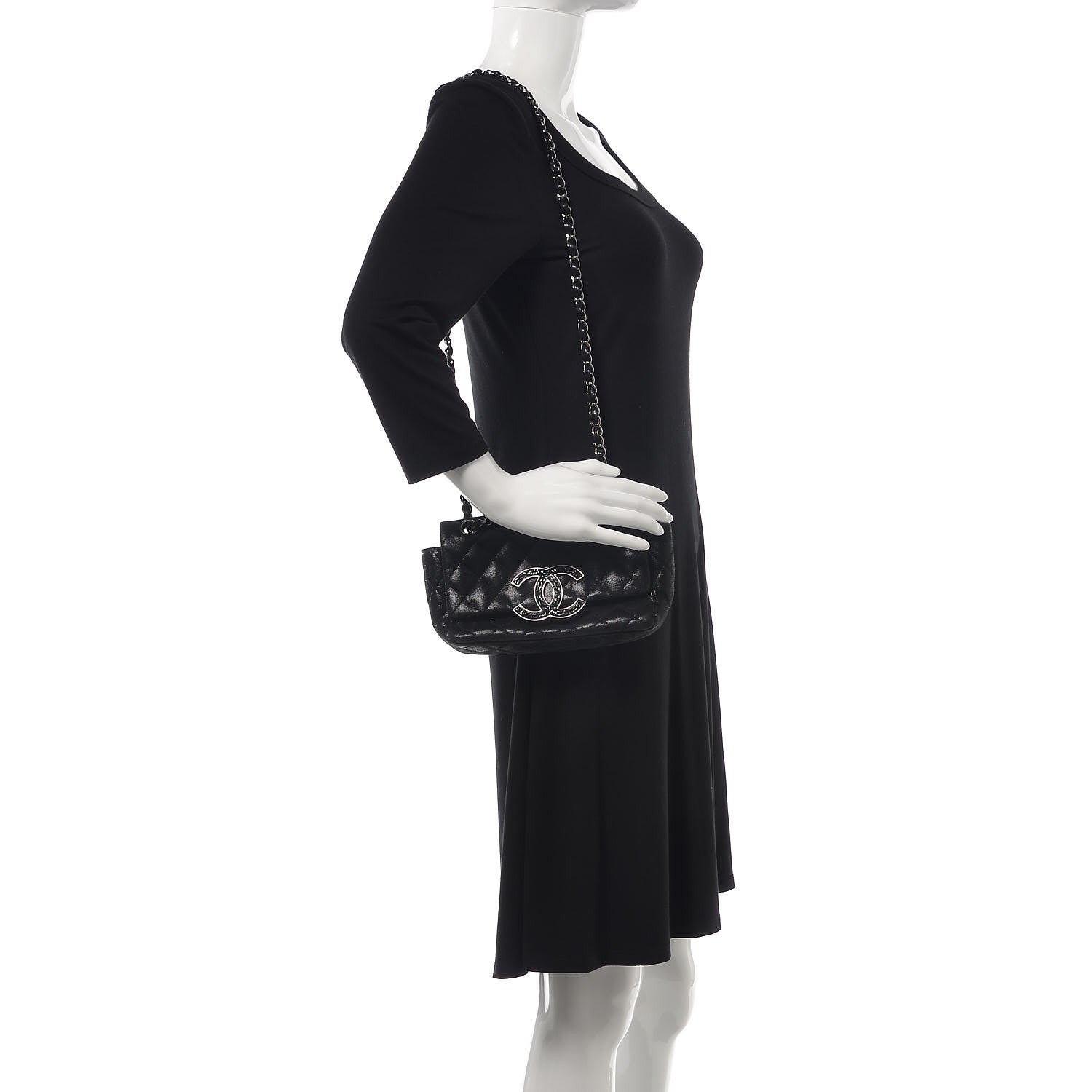 Chanel Sequin Goatskin Crystal CC Mini Flap Black 2 of 12