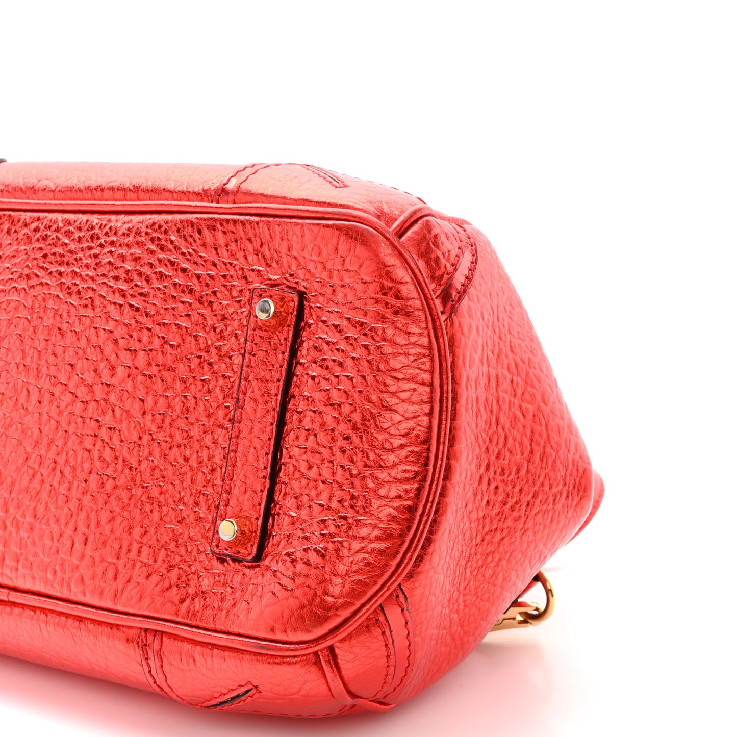 Metallic Calfskin Small Blaze Satchel Red